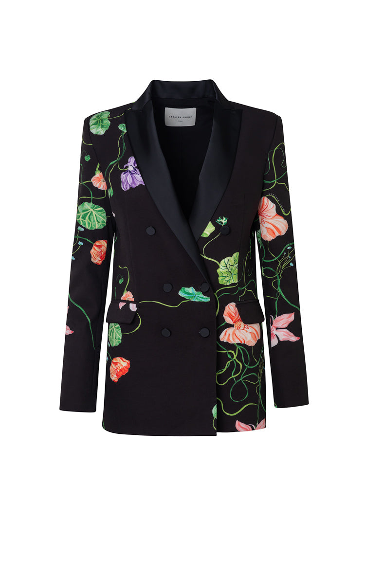 Black Flora Tuxedo Jacket