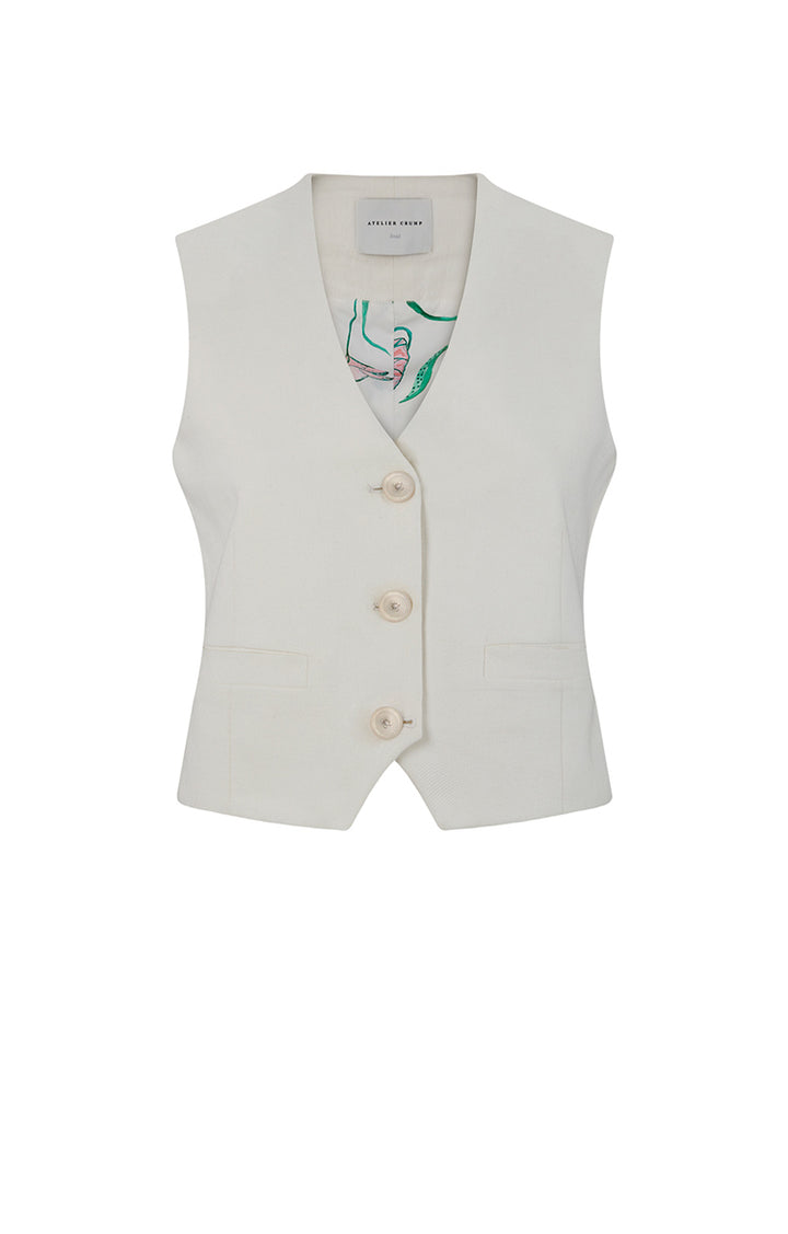 Ivory Cotton Linen Vest