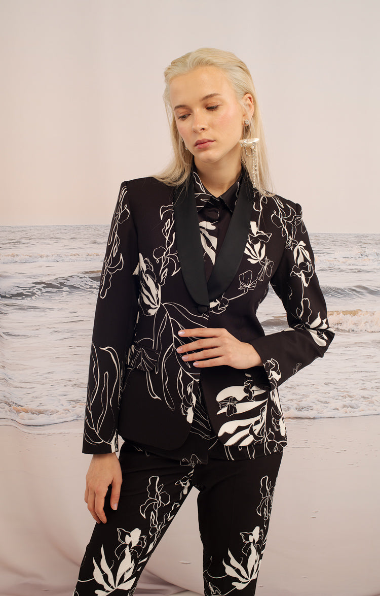 Black Sea Flower Tuxedo Jacket