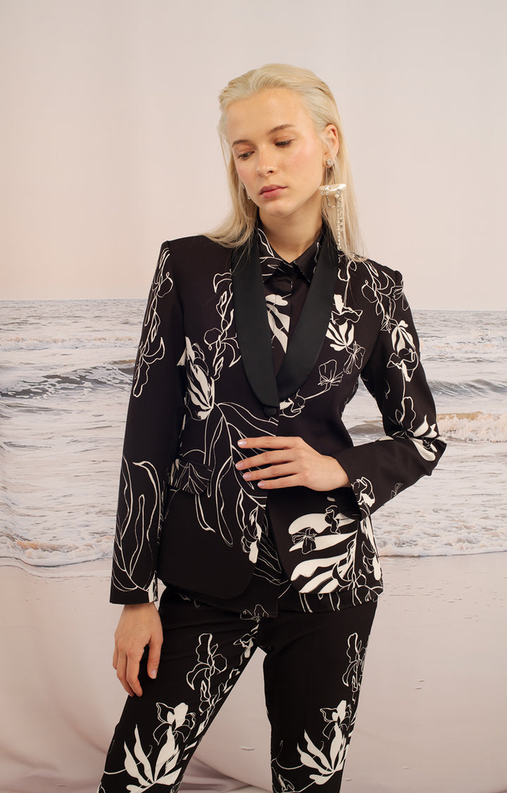 Black Sea Flower Tuxedo Jacket
